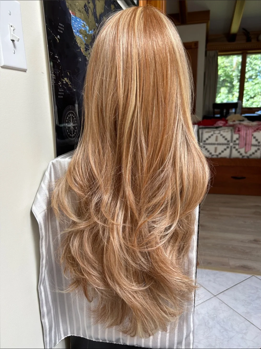 Long Layered Women’s Wig in Warm Honey Blonde - Smooth Soft Natural Waves